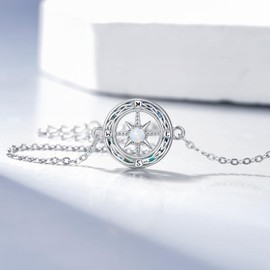 PARYFO Compass Bracelet Sterling Silver with Opal Celtic Knot Compass Bracelet Friendship Talisman Inspirational Graduation Gifts for Women Mother Wife Friends