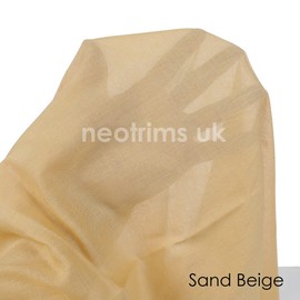 Voile Lawn Fabric, 100% Cotton, Superior Luxury Handle Sheer Gauze Material. Finest Muslin, 17 Colors. Dressmaking, Curtain,Crafts,Face Masks. Neotrims UK. Sand Beige, 1 Meters