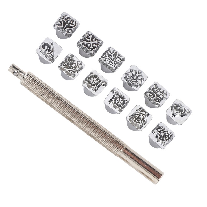 12Pcs Stamping Punch Tool Tang Dynasty Flower Design DIY Vegetable