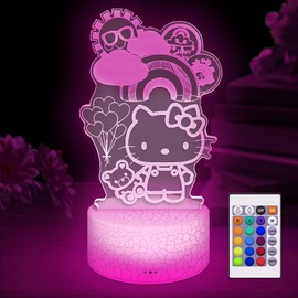 COBIKU Kitty Night Light for Kids, Kitty Lamp Girl Cute Led Cat Night Light 16 Colors Dimmable Kitty Decor Lamp with Remote & Luminous Base, Bedroom Decoratio Gifts for Christmas Birthday Girls