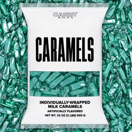Candy Envy - Individually Wrapped Caramels - Turquoise Wrapper - 2 Pound Bulk Turquoise Candy