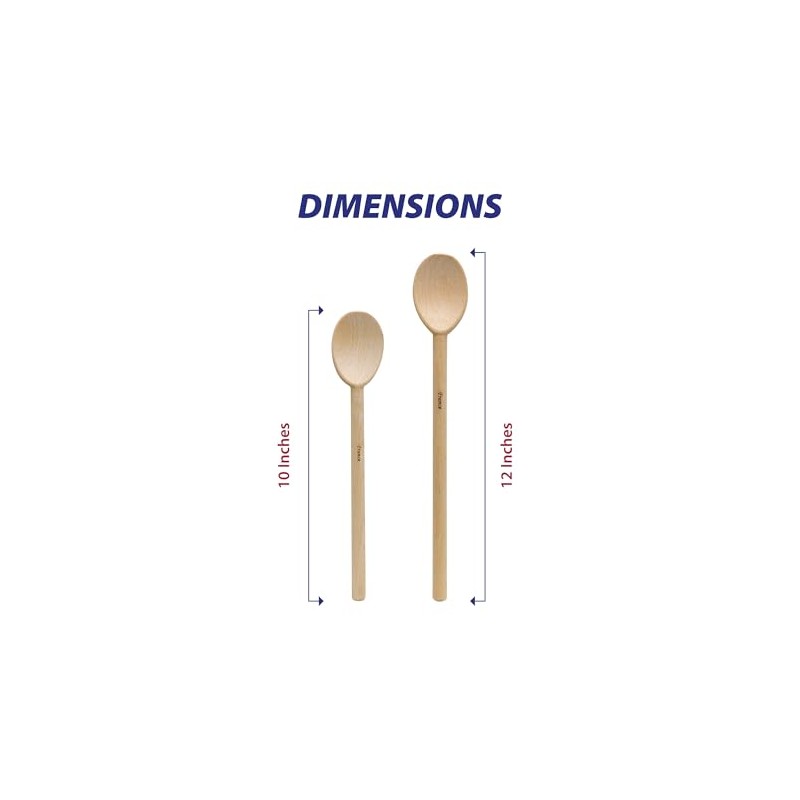 HIC Kitchen Classic French Beechwood Spoons, Made in France, Includes