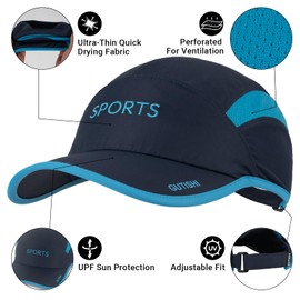 GUTISHI Unisex Quick Dry Running Hat Adjustable Baseball Hat Blue Spotr Golf Cap UPF 50+ Sun Hats for Women Men