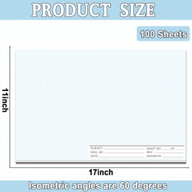 2 Pack 100 Sheets 11" x 17" Isometric Graph Paper Pad Landscape for 3D Designs Architecture Landscaping Engineering Drafting (Landscape)