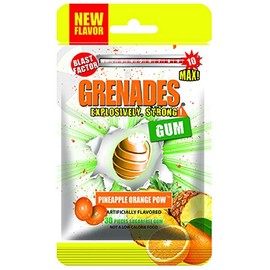 Grenades Gum - 30ct Bag - STRONG MINT GUM (Pineapple Orange POW) - Ultimate Fresh Breath & Serious Sinus Busting Power - Sugar-Free Chewing Gum