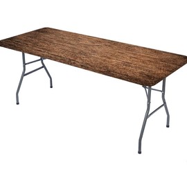 LKEZYOEL Fitted Rectangle Table Cloth for 4ft Table Old Brown Wood Texture Elastic Fitted Table Topper Caps Camping, Indoor Activity Style01