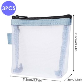 3pcs Mini Mesh Cosmetic Bags,Small Makeup Bag,Clear Mini Makeup Zipper Pouch,Portable Zipper Mesh Bags,Lipstick Accessories Organizer for Lipstick Coin Keys Cards- Blue & Pink & Green