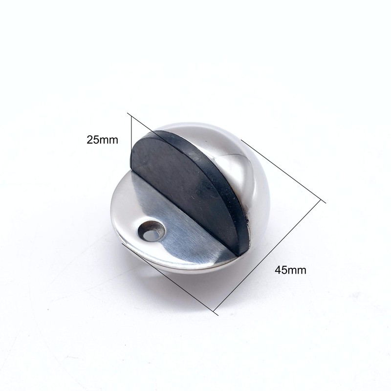 Door Stop Floor Mounted Oval Half Moon Pattern Polished Stainless