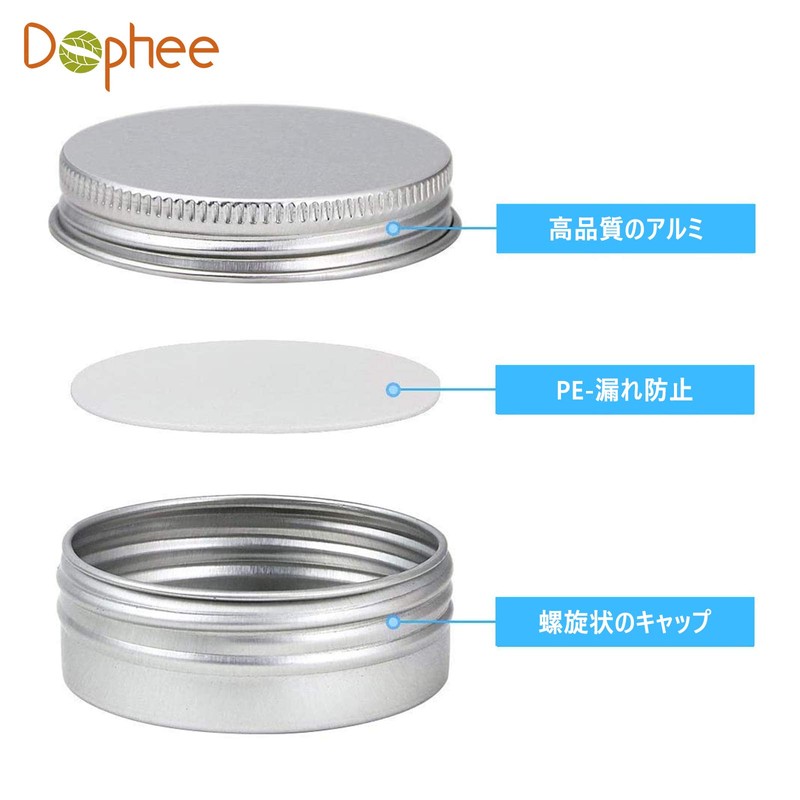 Dophee 60ml 5pcs Aluminum Screw Cap Tin Makeup Refill Containers