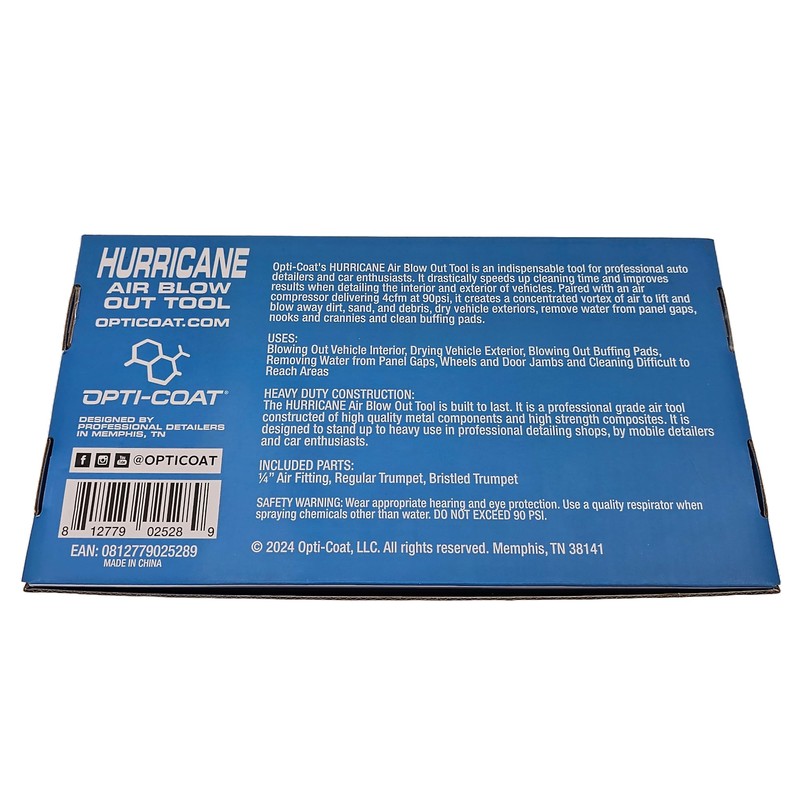 Opti-Coat HURRICANE Air Blow Out Tool for Auto Detailing -
