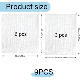 QXCFTW 9 Pack Muslin Cloths for Baby,Muslin Cloths, Muslin Squares, Large Muslin, Muslin Squares for Baby，6 Layer Soft Absorbent Face Towel ，12 X 12 Inch，19x 10Inch