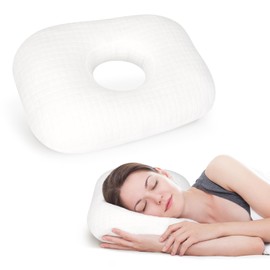 RoamReady Ear Piercing Pillow for Side Sleepers, Ear Pillows with Holes for Ear Pain, Ear Inflammation Pressure Sores, Cotton Earring Pillow for CNH Side Sleepers