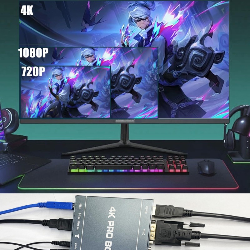 4K DVI Video Capture Card,DVI HDMI VGA to USB3.0,HD 1080p60fps