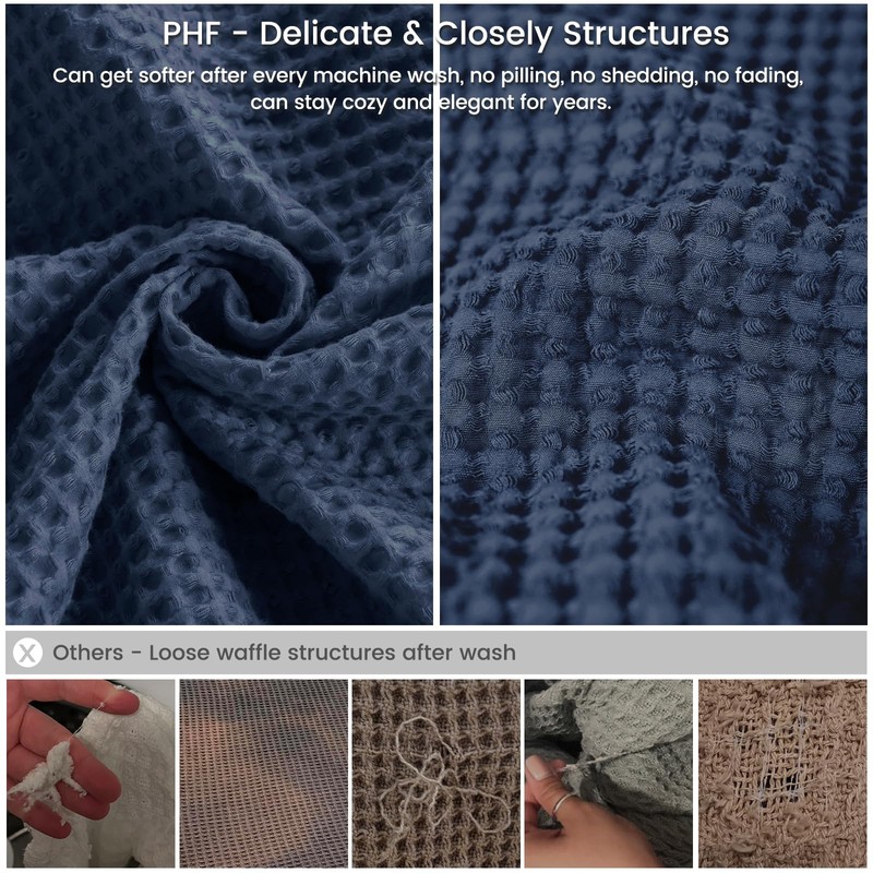 PHF 100% Cotton Waffle Weave Blanket Single Size 130 x