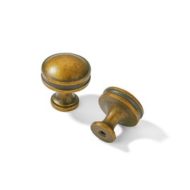 Dosoye 5 Pack 1-1/4 Inch Vintage Kitchen Cabinet Knobs - Antique Brass Drawer Pulls for Dresser Drawers - Round Hardware