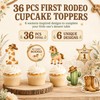 ALISSAR 36 Pcs My First Rodeo Cupcake Toppers, Western 1st