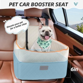 HEGGCOOE Dog Car Seat for Small Medium Dogs, Memory Foam Dog Booster Seats with Thick Cushion for Dogs Under 35lbs, Detachable Washable Pet Car Seat Travel Bed with Storage Pockets,2 Safety Belt
