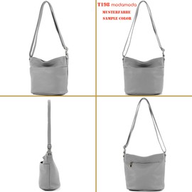 modamoda de - T198 Italian Leather Shoulder Bag Small, black