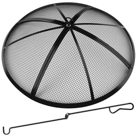 Fire Pit Spark Screen, Fire Pit Screen 22 Inch Round with Handle & Poker, Collapsible Heavy Duty Mesh Fire Pit Cover Fire Pit Lid for Outdoor/Patio/Backyard/RV Camping/Beach