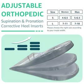 Skyfoot Insertos de cuña de talón ajustables de 3 capas para corrección de supinación y pronación, plantillas adhesivas de talón medial y lateral para