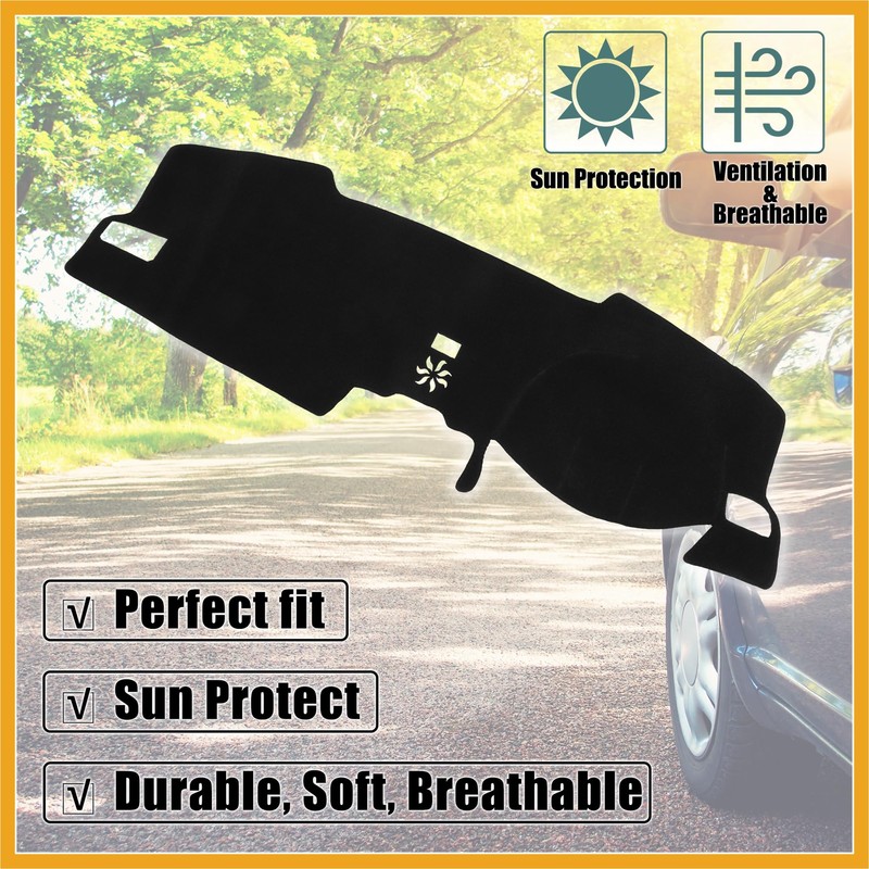 Partuto Car Dashboard Cover Black Polyester for Honda Civic 2020-2023