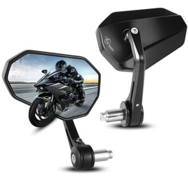 Motorcycle Side Mirrors Handle Mount Bar End Mirror, Universal Handlebar Rear View Bar End Mirrors for Motorcycles E-bike Scooters Snowmobile ATV