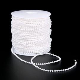 FQTANJU White Pearl Garland Strand,3mm Crystal Beads Faux Bead Spool Rope for Wedding Party Decoration DIY Crafts (50 Meters)