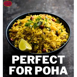 Spicy World Poha (Powa) Thick Medium Cut Flattened Rice - 4 Pound Bulk Bag - LARGE, Vegan, Salt Free, Indian