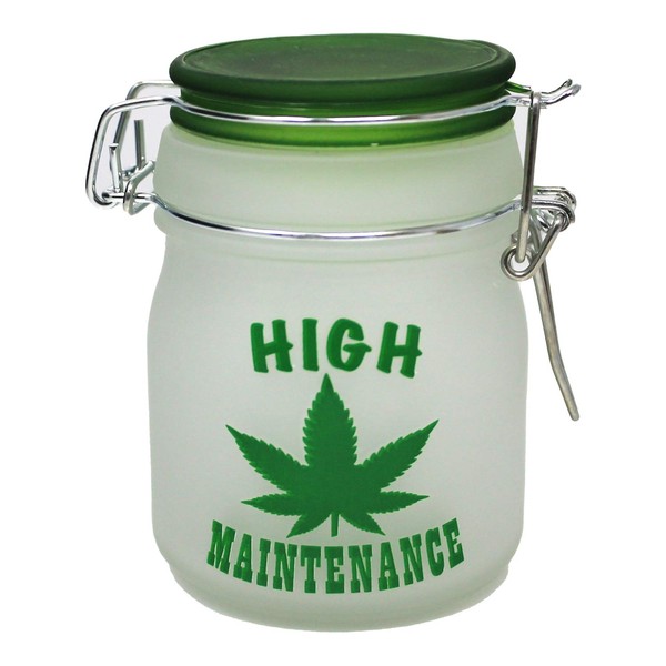 Airtight Glass Herb Stash Jar High Maintenance Design with Clamping