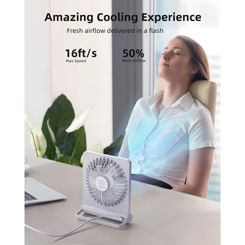 Koonie USB Fan, Strong Wind Ultra Quiet Small Desk Fan