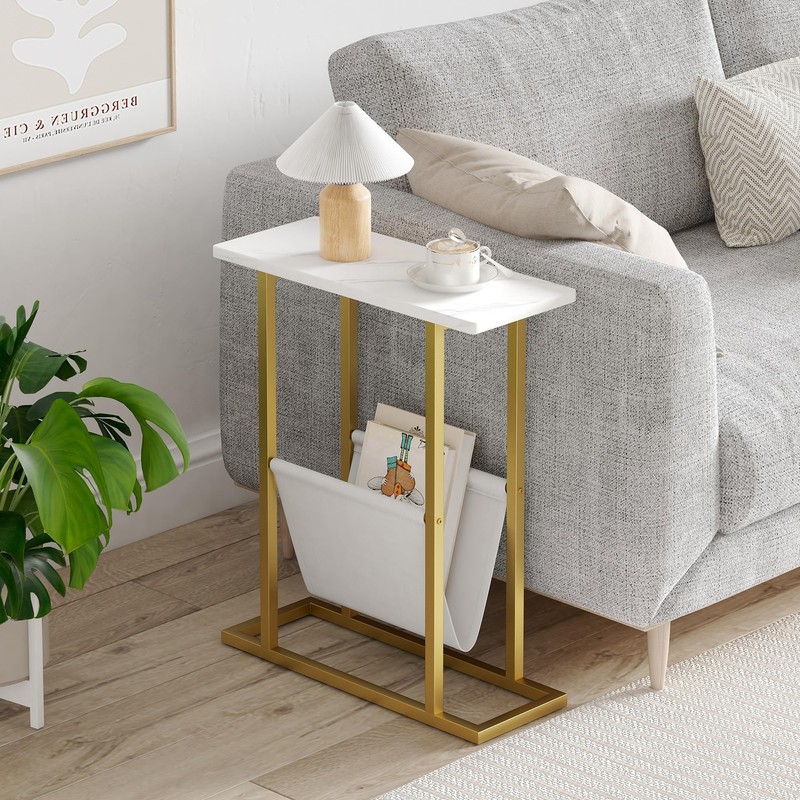 Yusong Small Narrow Side Table for Small Spaces, 17.7" W