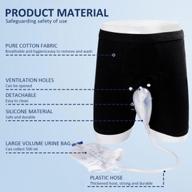 Wearable Urine Bag Male Urinal Bag Incontinence Pants for Men, Reusable Portable Male Collection Bags Urinal System with Collection Bag Portable Leak Proof Leg Pee for Elder (L)