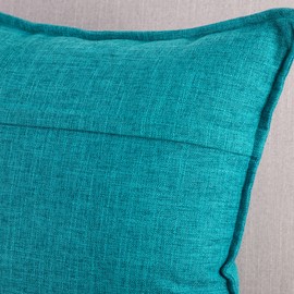 Madizz Set of 2 Linen Cushion Covers 16x16 inch, 40x40 cm, Teal Soft Decorative Throw Pillow Cases for Sofa Bedroom Pillow Shell