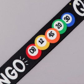 Pinstant Bingo Queen Lady Game Chance Gambling Ball Balls Number Numbers Cards Grid Card Senior Senior Center Church 17.7" Neck Lanyard Keychain Holder ID Badge Mobile Phone Pin Strap