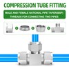 TAISHER 2 PCS 304 Stainless Steel Compression Tube Pipe Fitting