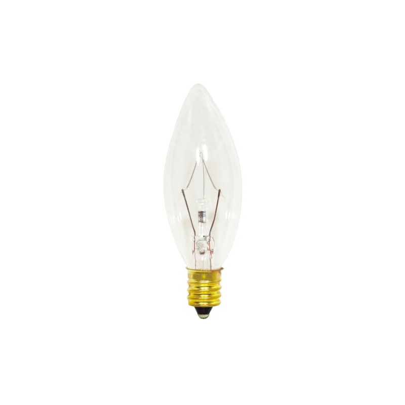Satco S3346 120V Candelabra Base 25-Watt B8 Light Bulb, Clear,