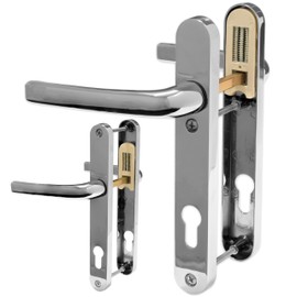 UPVC Door Handle Avocet Pioneer Sprung 92mm PZ Double Glazing Pair Set Patio PVC Chrome 122mm