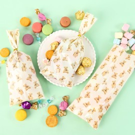 Docvania Cello Cellophane Treat Gift Bags, Holiday Cellophane Bags, Cookie Bags, 5 X 11 inch Candy Bags with Ties, 100 Gift Bags for Mother's Day, Valentine's Day, Christmas, Birthday Parties, Weddings