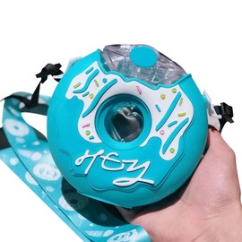 Cute Water Bottles, Donut Water Bottle with Straw for Kids Sports Cup Kawaii Drink Bottle with Shoulder Strap for Outdoor(Blue)