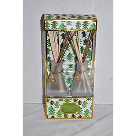 New 2pc Frosted White Glass Bottles with Gold Rhinestone Christmas Tree Charms Balsam Fir Scent Fragrance Reed Diffusers & Oil