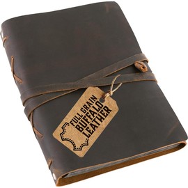 MOONSTER Leather Scrapbook & Photo Album Handcrafted Full Grain Buffalo Leather with Strap Beautiful Handmade Wedding Photo Album