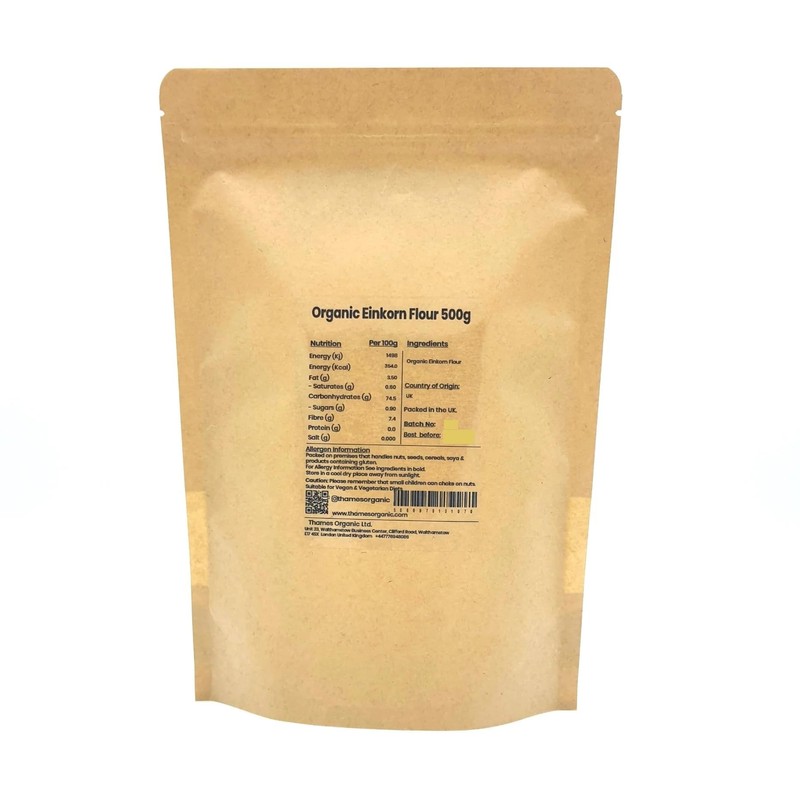 Organic Einkorn Wholemeal Flour-Certified Organic, Non-GMO, Vegan, No Additives, No