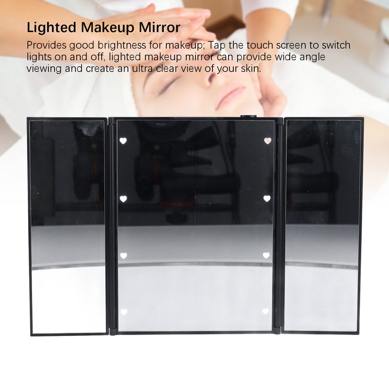 3 Folds Lighted Vanity Makeup Mirror LED Light Table Mirror