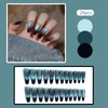 Glossy Press On Nails Long Coffin Blue Black Gradient Fake