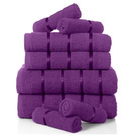 GC GAVENO CAVAILIA Egyptian Cotton Towel Set, Highly Absorbent and Quick Drying Towels for Bathroom, (2 Towels, 2 Bathrooms, 4 Face), 8 Piece Towel Set, Aubergine