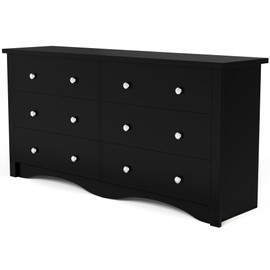 Furniwell 6 Drawer Dresser for Bedroom, Wood Dresser Wide Storage Organizer for Living Room Hallway Closets (Dark Black)