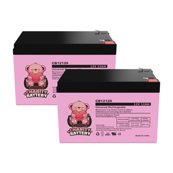 Charity Battery CB12120 12V 12Ah Battery Replacement for Bravo City Bug Electric Scooter Battery - 2 Pack