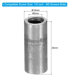 PATIKIL M5 Steel Spacers, 10 Pcs Metal Spacers Steel 5mm ID x 10mm OD x 25mm L Carbon Steel Spacer Screw Standoff Round for 1/5in or M5 Screw Bolts