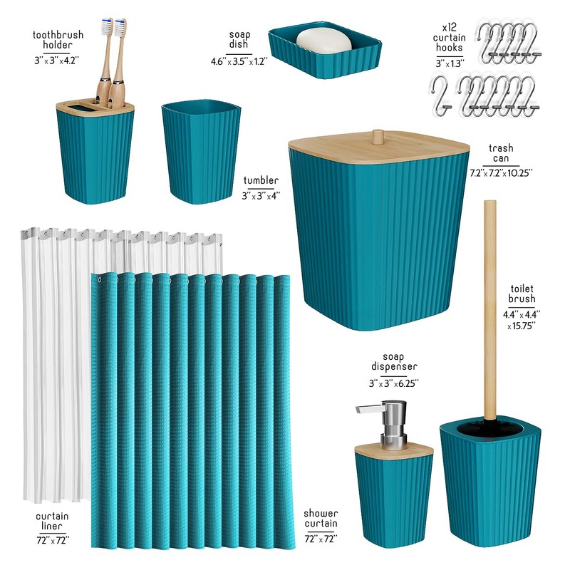 Clara Clark Bathroom Accessories Set - Teal Bathroom Set, 20PC