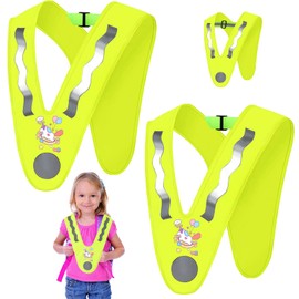 Pack of 2 V-Shape High Visibility Vest, Children's Reflective Vest, Yellow, Safety Vest with Elastic Band to Prevent Slipping, Good Visibility, for Sports, Running, Cycling, Unicorn